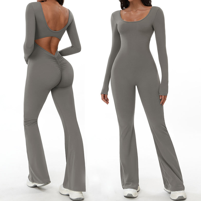 Ολόσωμη Φόρμα με Ανοιχτή Πλάτη - ΓΚΡΙ