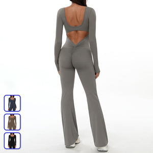 Ολόσωμη Φόρμα με Ανοιχτή Πλάτη - ΓΚΡΙ