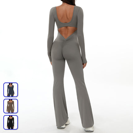 Ολόσωμη Φόρμα με Ανοιχτή Πλάτη - ΓΚΡΙ